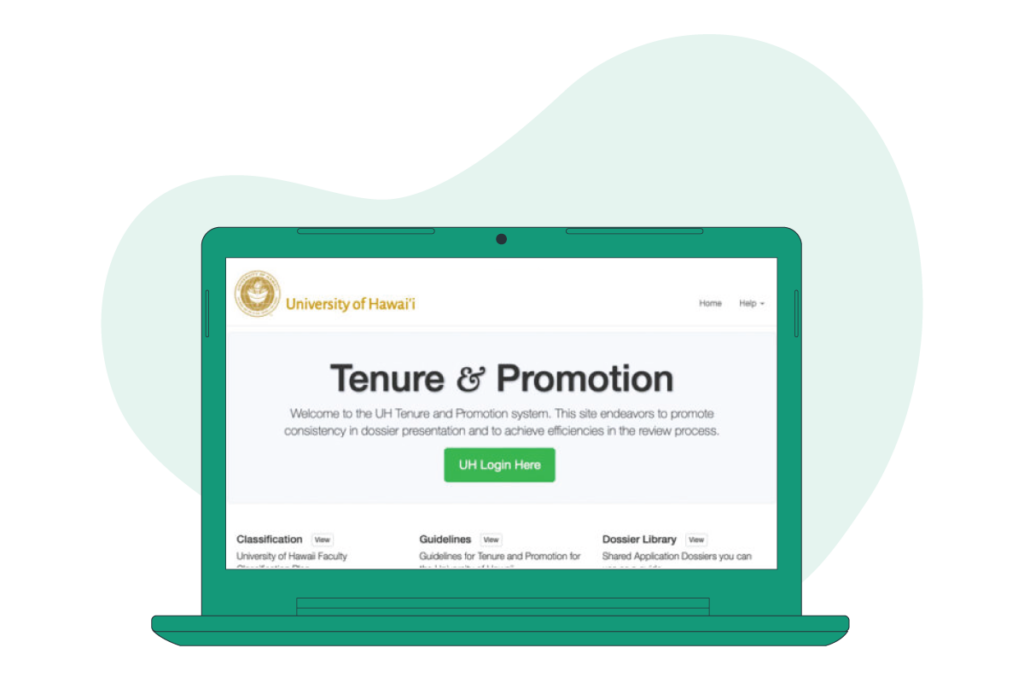 tenure & promotion on laptop screen
