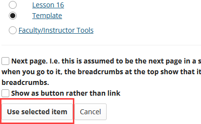 Use selected item