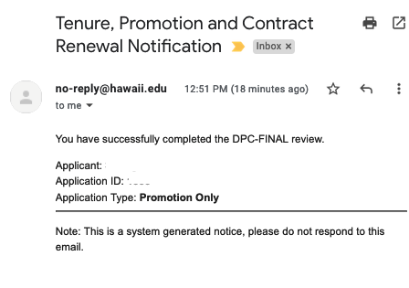 Final DPC alert email