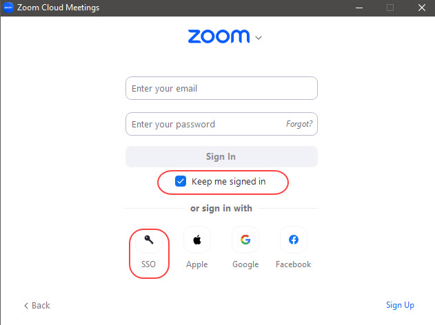 Sign-in Zoom