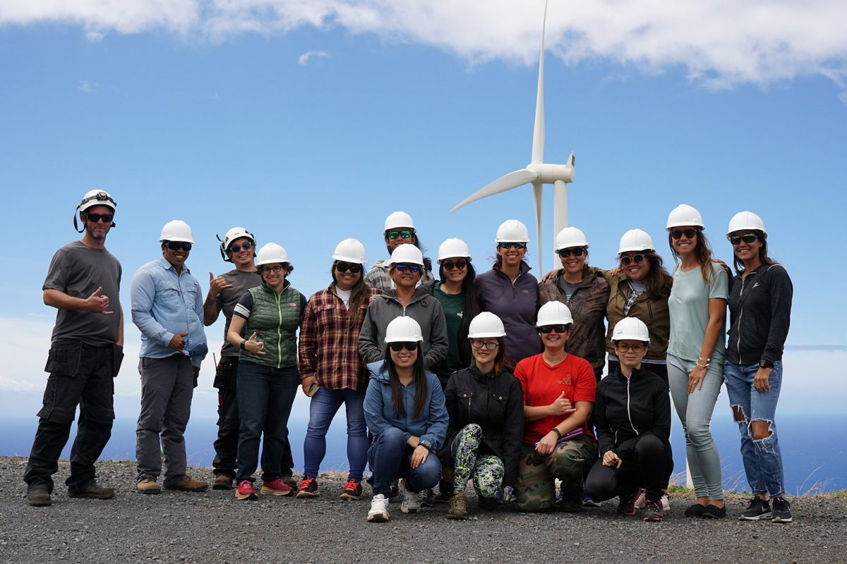 students at windfarm