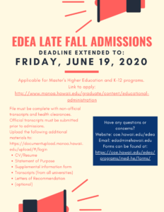 Late Fall Admissions Flyer