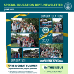 Cover page of SPED Dept newsletter with collage of 2022 program graduates
