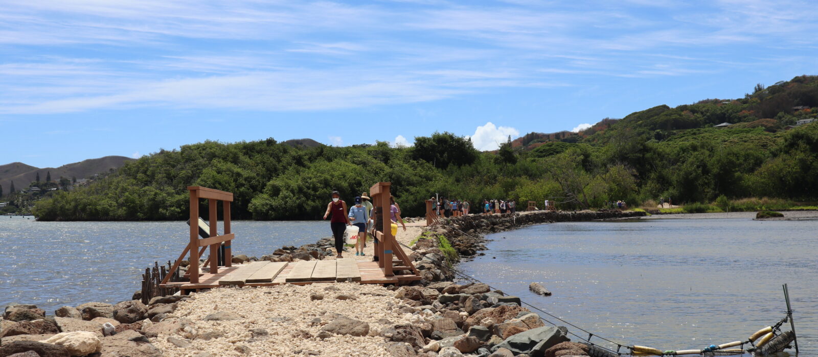 People walking towards the makaha at Wakalua Loko Ia