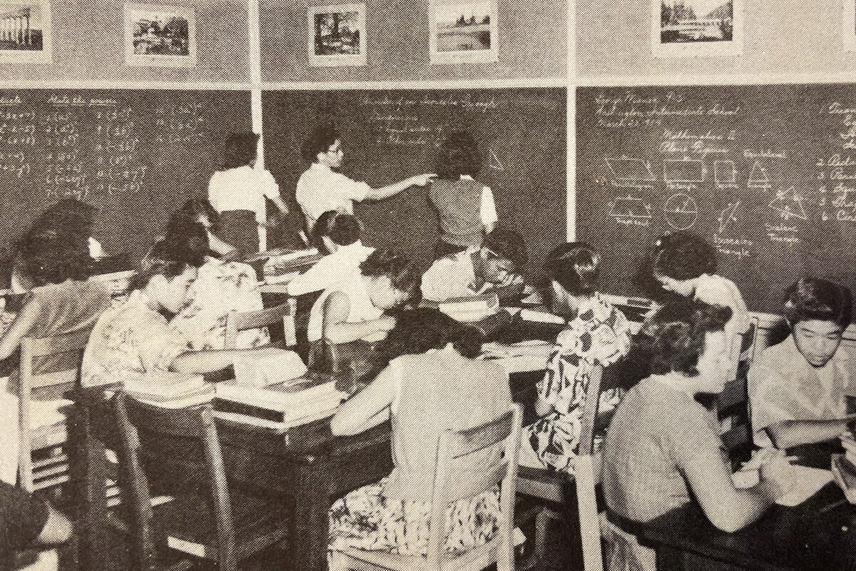 middle school students in math classroom